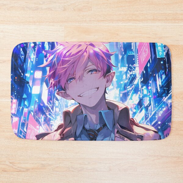 Item preview, Renzo Shima Blue Exorcist Neon City Smirk designed and sold by PMartistStudio.