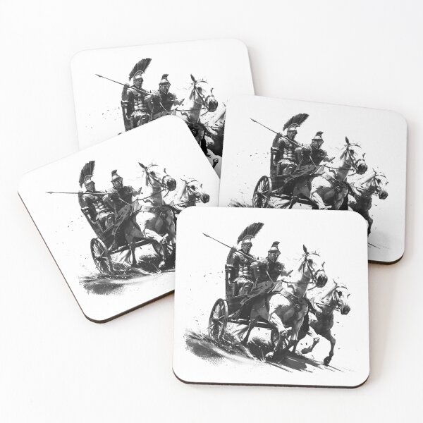 Item preview, Roman Chariot Warriors – Ancient Battle Black and White Art designed and sold by inkoutninja.