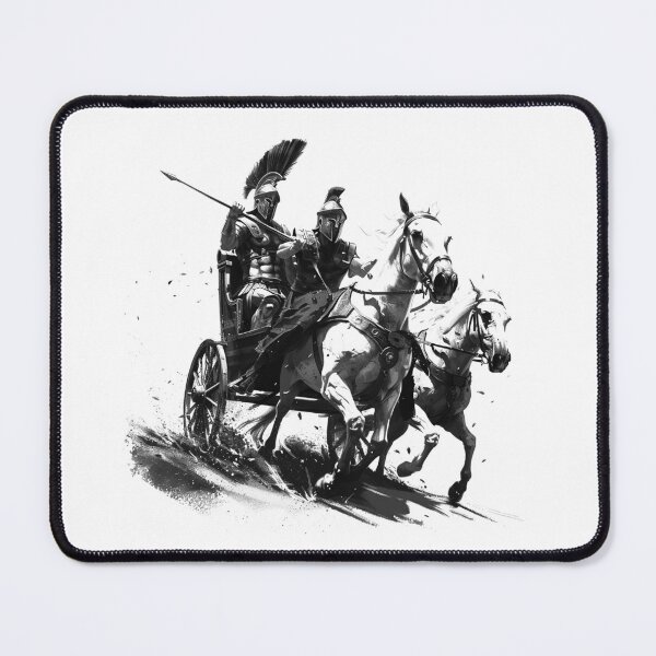 Item preview, Roman Chariot Warriors – Ancient Battle Black and White Art designed and sold by inkoutninja.