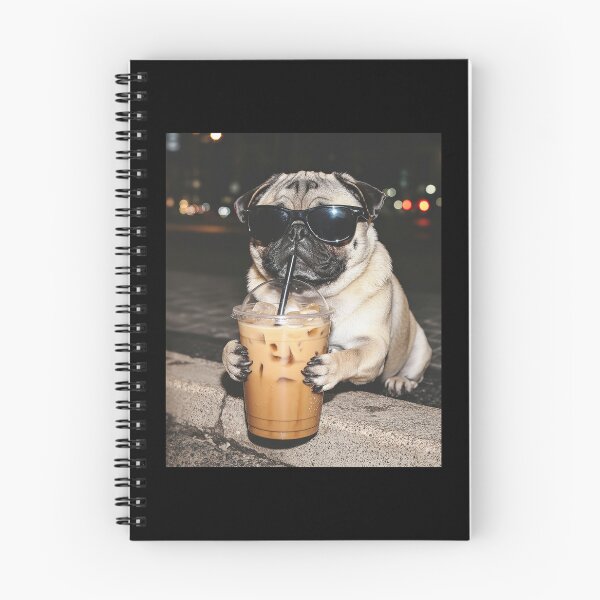 Item preview, Funny Pug Dog Drinking Iced Coffee designed and sold by Hedoraxe.