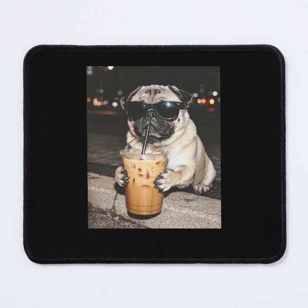 Item preview, Funny Pug Dog Drinking Iced Coffee designed and sold by Hedoraxe.