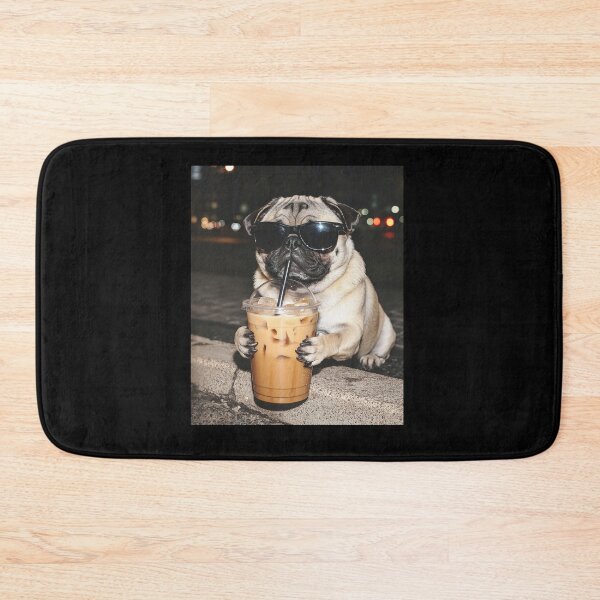 Item preview, Funny Pug Dog Drinking Iced Coffee designed and sold by Hedoraxe.