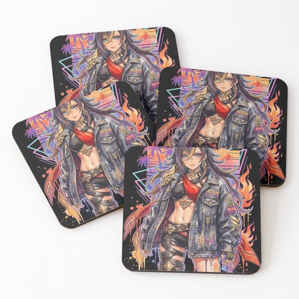 Item preview, Genshin Dehya Flame Mane Eremite Vaporwave Retro Portrait designed and sold by Senpaiwaves.