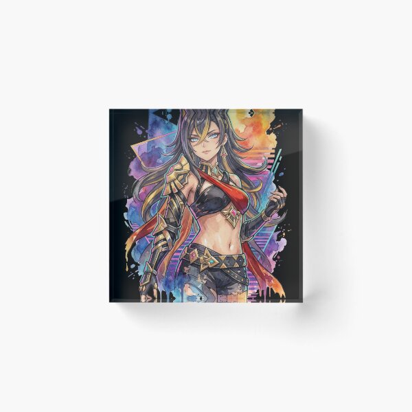Item preview, Dehya Genshin Impact Tan Skin Lioness Vaporwave Neon Grid designed and sold by Senpaiwaves.