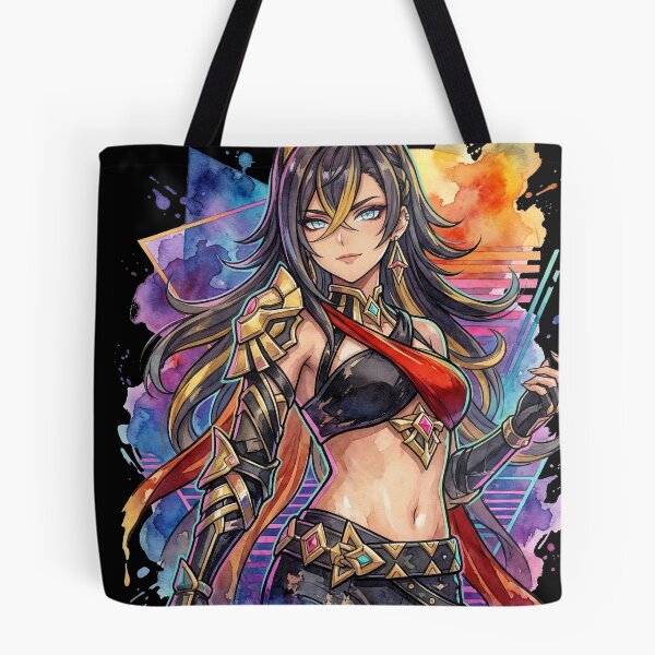 Item preview, Dehya Genshin Impact Tan Skin Lioness Vaporwave Neon Grid designed and sold by Senpaiwaves.