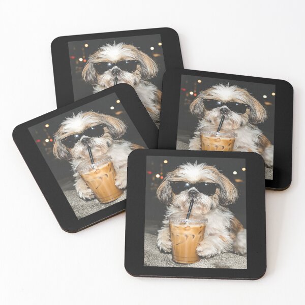Item preview, Funny Dog Drinking Iced Coffee designed and sold by Hedoraxe.