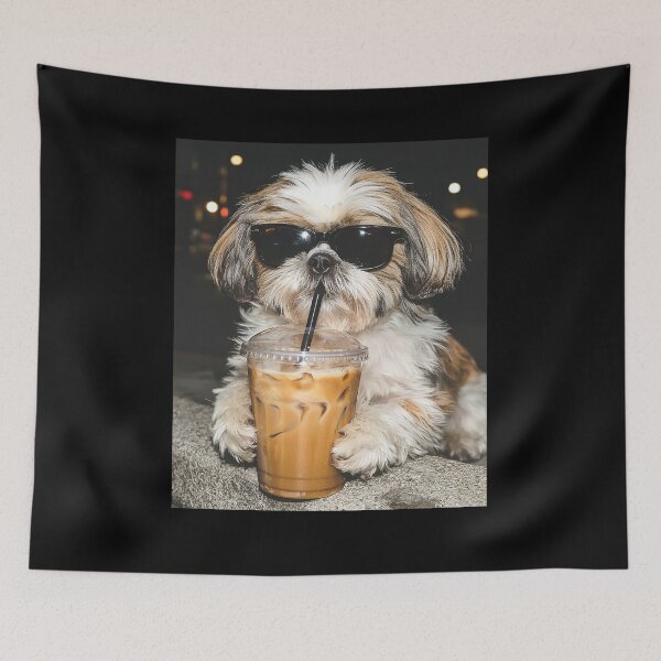Item preview, Funny Dog Drinking Iced Coffee designed and sold by Hedoraxe.