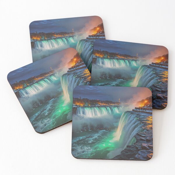 Item preview, Niagara Falls at Night – Illuminated Winter Waterfall Landscape Art designed and sold by BeautifulVirtues.