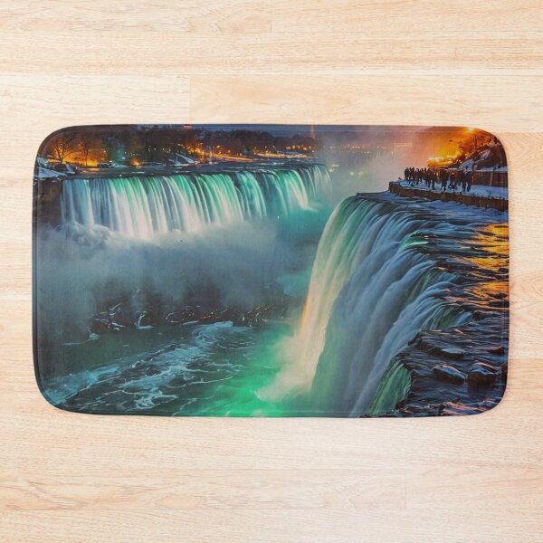 Item preview, Niagara Falls at Night – Illuminated Winter Waterfall Landscape Art designed and sold by BeautifulVirtues.