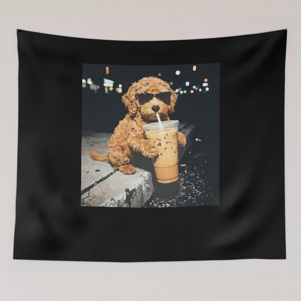 Item preview, Dog Drinking Iced Coffee Vitage Aesthetic designed and sold by Hedoraxe.