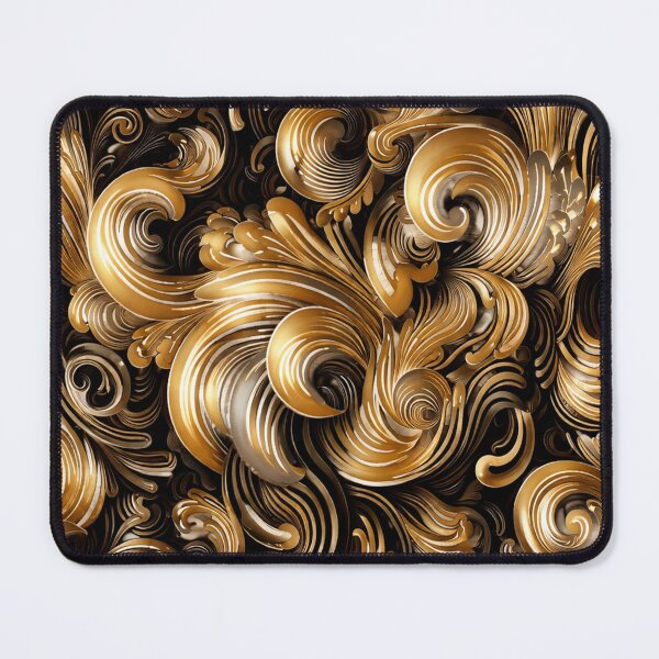 Item preview, Luxury Gold Baroque Pattern on Black – Elegant Vintage Ornamental Design designed and sold by ARTHEMID.