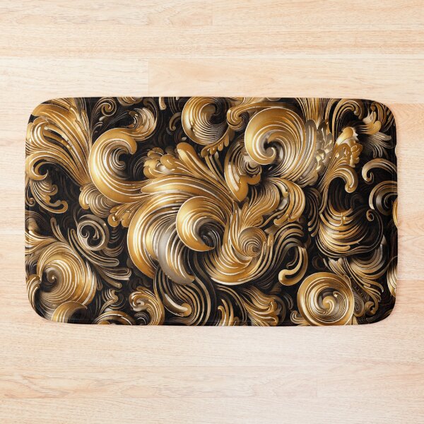 Item preview, Luxury Gold Baroque Pattern on Black – Elegant Vintage Ornamental Design designed and sold by ARTHEMID.