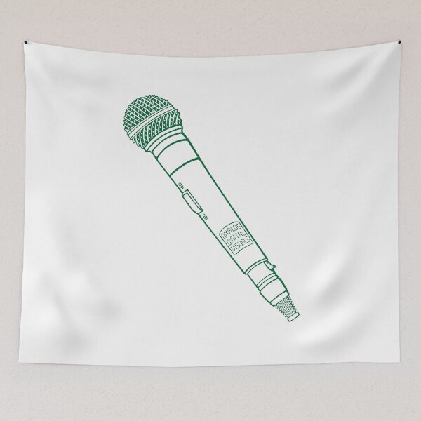 Item preview, Retro Microphone Hip Hop Graphic Tee (Cadmium Green Lines) – Old School MC Rap Culture Streetwear T-Shirt designed and sold by analogdigitalvz.