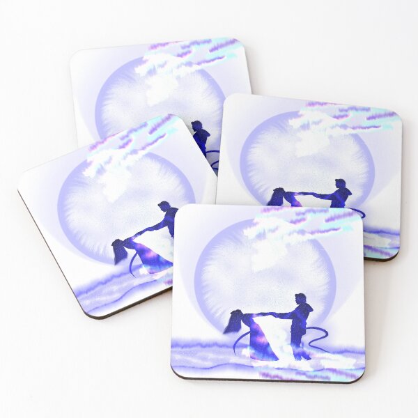 Item preview, Cosmic Moon Love – Galaxy Silhouette Couple Art designed and sold by kerissfantasyart .