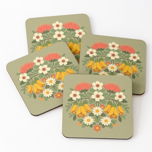 Item preview, Kōwhai Floral – Retro Kiwiana Botanical Design  designed and sold by MvuuStudio.