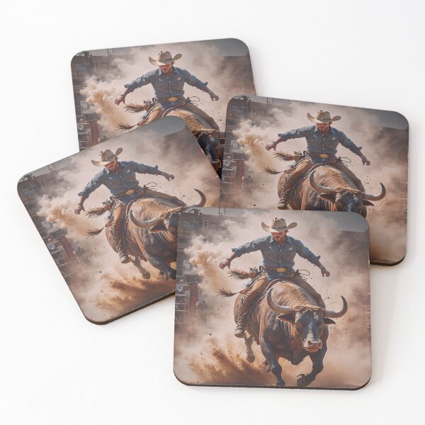 Item preview, Bull Rider in Action – Intense Rodeo Western Cowboy Art designed and sold by BeautifulVirtues.