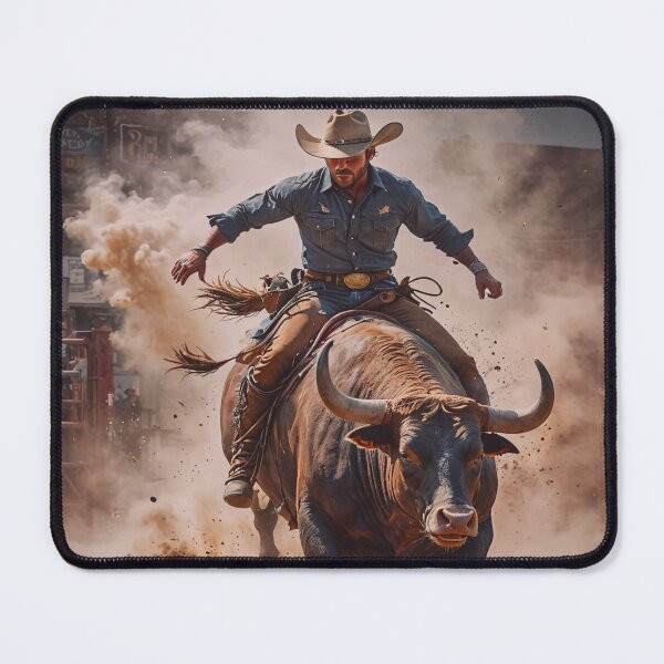 Item preview, Bull Rider in Action – Intense Rodeo Western Cowboy Art designed and sold by BeautifulVirtues.