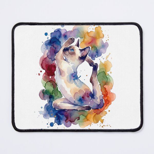 Item preview, Siamese Cat Yoga King Pigeon Chakra Watercolor designed and sold by Tayogart.