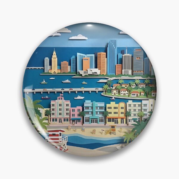 Item preview, Miami Florida America Layered Paper Art Diorama Collage designed and sold by TackyTime.