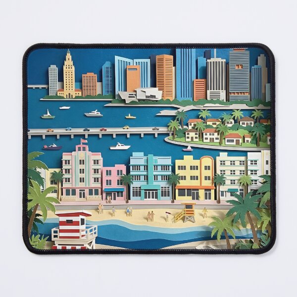 Item preview, Miami Florida America Layered Paper Art Diorama Collage designed and sold by TackyTime.