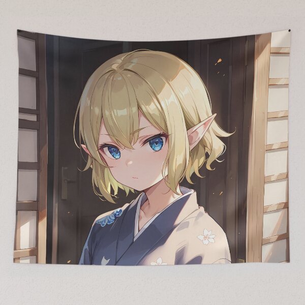 Item preview, Ryuu Lion Danmachi Anime Girl Fantasy Elf Kimono Japan Calm Pastel designed and sold by Spraykart.
