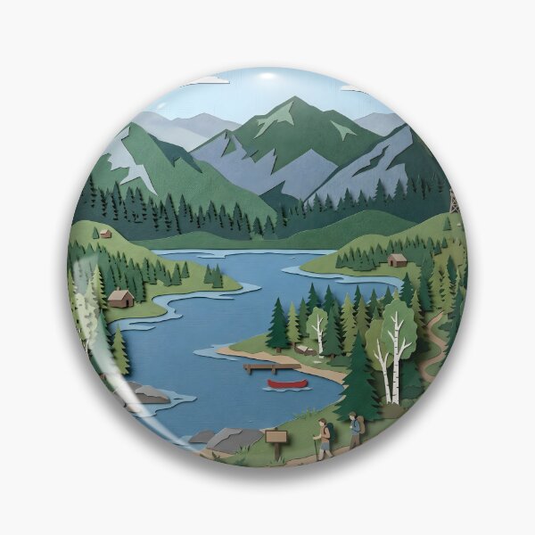Item preview, Adirondacks Mountains New York Layered Paper Art Diorama designed and sold by TackyTime.
