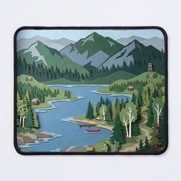 Item preview, Adirondacks Mountains New York Layered Paper Art Diorama designed and sold by TackyTime.