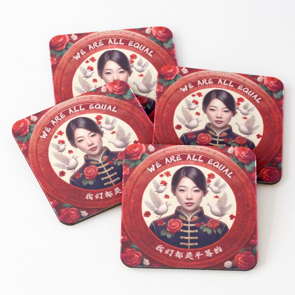 Item preview, Chinese We Are All Equal Red Portrait Art designed and sold by thelivingrp.