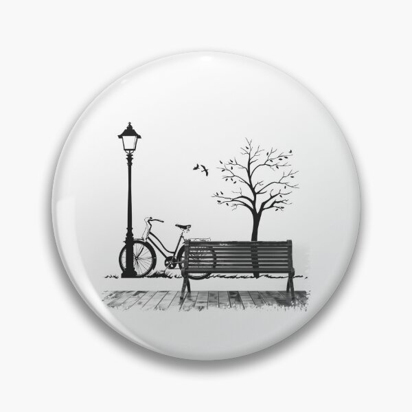 Artikelvorschau, Vintage-Fahrradparkszene – Minimalistische Schwarz-Weiß-Stadtkunst entworfen und verkauft von inkoutninja.