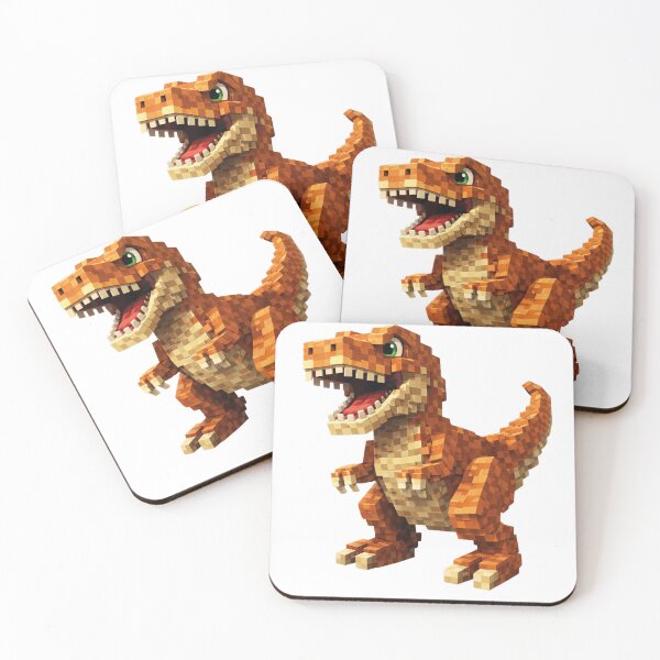 Item preview, Cute Pixel T-Rex – Orange Blocky Dinosaur designed and sold by Peter-Wurst.