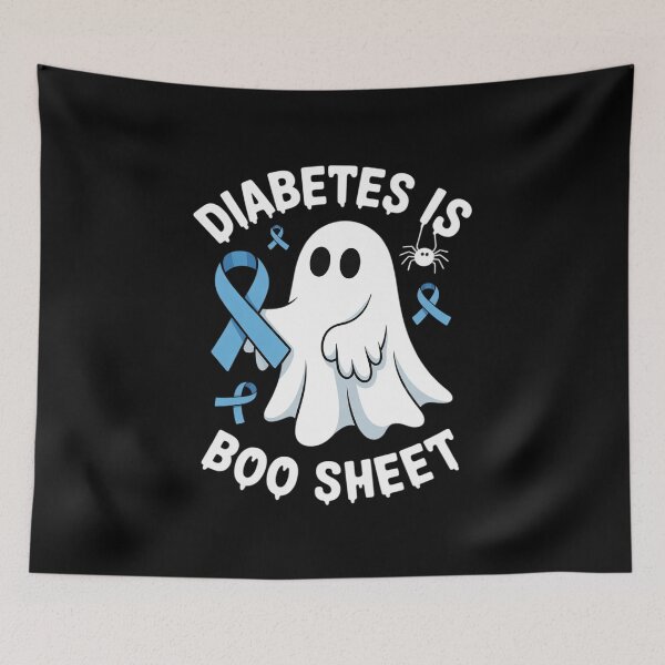 Item preview, Diabetes is Boo Sheet Ghost Halloween T1D T2D Blue Ribbon designed and sold by RonnasJackson.