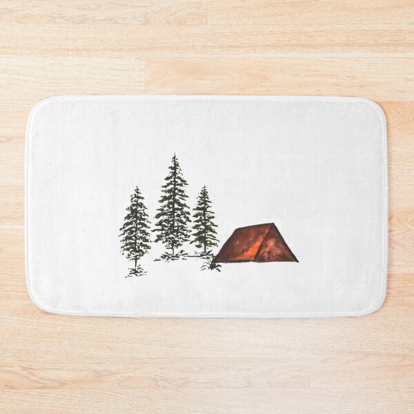 Item preview, Forest Camping Watercolor | Cozy Tent & Pine Trees Illustration designed and sold by Little Bloom Studio.
