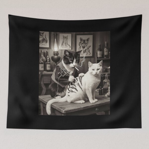 Item preview, Cat Tattooing Funny Smoking Cat Meme designed and sold by Hedoraxe.