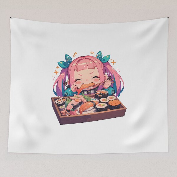 Item preview, Lucy Cyberpunk Edgerunners Chibi Sushi Night With Neon Sparkles designed and sold by Spraykart.