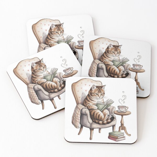 Item preview, Cozy Cat Reading Inspirational Cute Cat Book Lover designed and sold by TyraYoung.