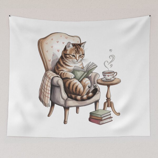 Item preview, Cozy Cat Reading Inspirational Cute Cat Book Lover designed and sold by TyraYoung.