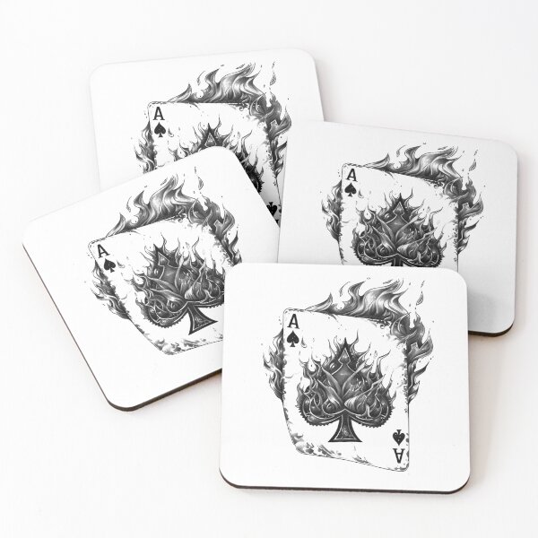 Item preview, Burning Ace of Spades – Fiery Playing Card Black and White Art designed and sold by inkoutninja.
