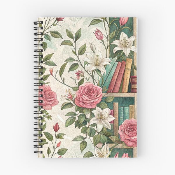 Aperçu de l'œuvre Étagère vintage style cottagecore avec motif botanique de roses créée et vendue par Auravera Designs.