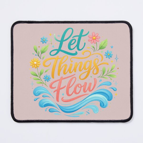 Item preview, Let Things Flow Typography Design | Positive Quote Aesthetic Floral Wave Art designed and sold by Sanika arts .