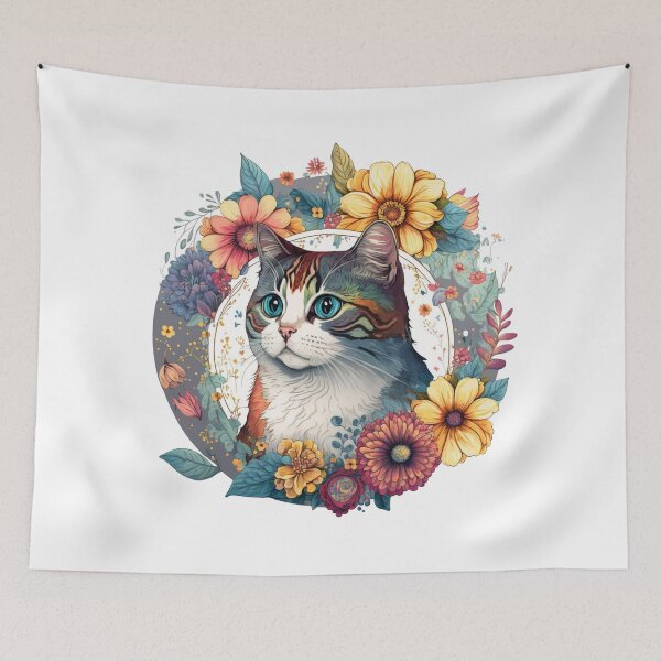 Item preview, Watercolor Bloom Calico Cat Portrait designed and sold by KrisGraphic45.