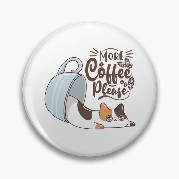 Item preview, Cute Cat With Coffee Cup Illustration and 'More Coffee Please' Hand Lettering Design designed and sold by GulDesigns.