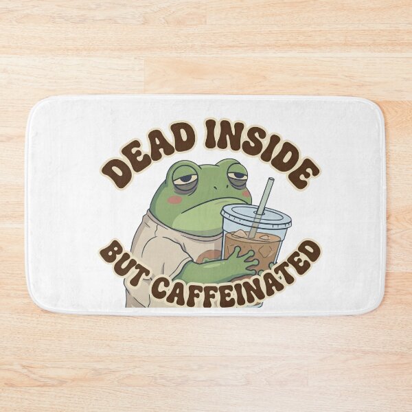 Item preview, Dead Inside But Caffeinated - Funny Tired Frog Iced Coffee Meme designed and sold by The Chill Pond.