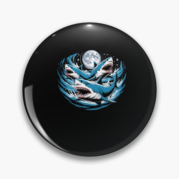 Item preview, Three Shark Moon 3 Great Whites Howling Wolfs Moon Parody designed and sold by Dressed For  Duty.