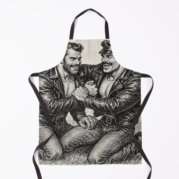 Item preview, Gay Leather Daddies Wrestle Me To The Ground Charcoal Sketch Art Design designed and sold by ItsAKinkThing.