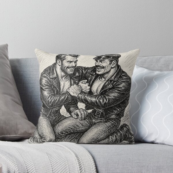 Item preview, Gay Leather Daddies Wrestle Me To The Ground Charcoal Sketch Art Design designed and sold by ItsAKinkThing.