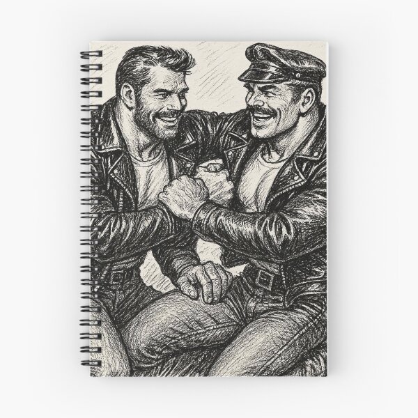 Item preview, Gay Leather Daddies Wrestle Me To The Ground Charcoal Sketch Art Design designed and sold by ItsAKinkThing.