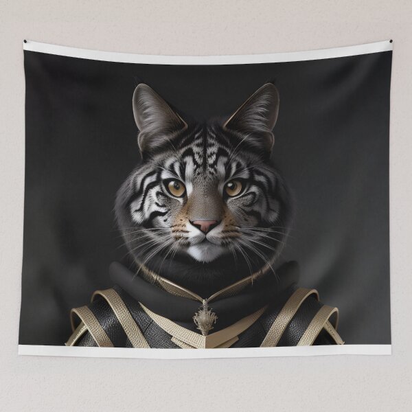 Item preview, Regal Tiger-Striped Cat in Royal Armor designed and sold by CASASIS_MERCH.