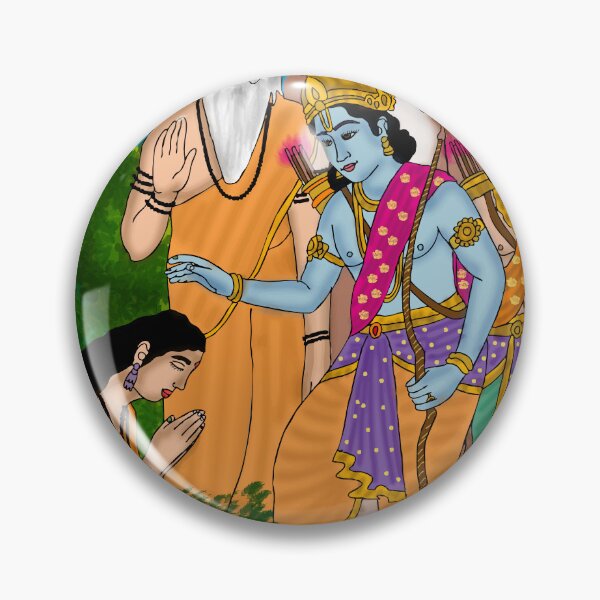 Item preview, Lord Rama and Ahilya Redemption Scene – Ramayana Spiritual Art Design designed and sold by Harshit_Digital_Arts.