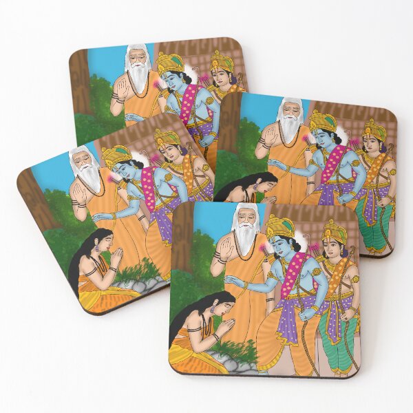 Item preview, Lord Rama and Ahilya Redemption Scene – Ramayana Spiritual Art Design designed and sold by Harshit_Digital_Arts.