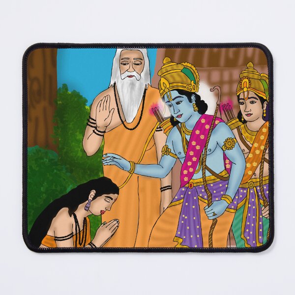 Item preview, Lord Rama and Ahilya Redemption Scene – Ramayana Spiritual Art Design designed and sold by Harshit_Digital_Arts.